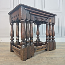 Vintage Solid Oak Nest Of Tables - Side Wooden Occasional - CC41 Utility Wartime