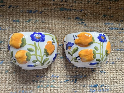 Pair hand painted - ceramic, wall