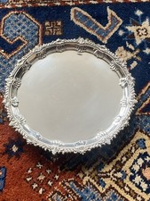 Good Quality Antique Victorian  Sterling Silver Salver 26cms diameter  525gms.  