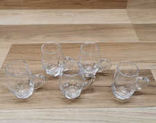 5 x Small Vintage Miniature Clear Glass Tankards - 75ml