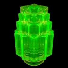 French Art Deco • Vaseline Glass Lamp Shade • For Antique Lamp