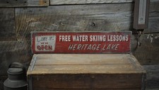 Custom Water Skiing Lake House Sign - Rustic Hand Made Wooden Sign