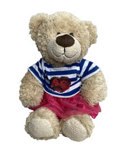 Chad Valley Brown Teddy Bear Soft Stuffed Plush Soft Toy Pink Dress 14" Golden