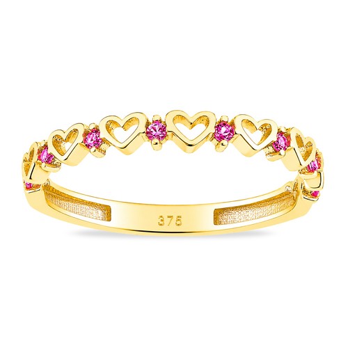 9ct yellow gold red simulated - yellow,