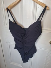 Marks & Spencer Black Tummy Control Inbuilt Underwired Bra Swimsuit In Size 38 E