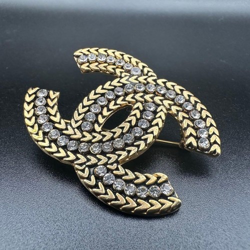 Chanel brooch rhinestone gold - rhinestone,