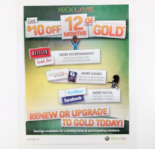 Xbox Live Gold Upgrade 2010 Ad Laminated “Get $10 Off 12 Months of Gold” Poster
