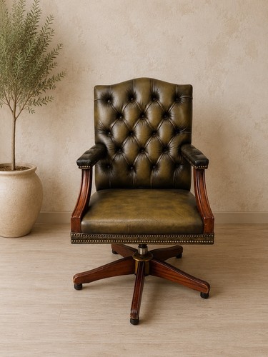 Vintage green leather - green,