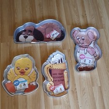 Bundle Wilton Lot 4 Cake Tins Pans 1980s Puppy Dog Little Ducky Mouse Golf Bag 