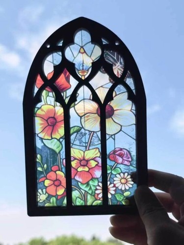 Floral faux stained glass - faux,