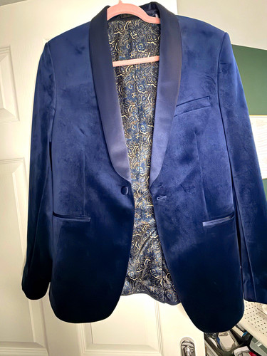 Men blue velvet smoking - velvet,