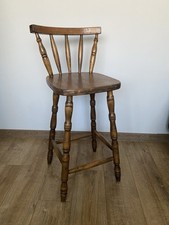 Vintage Retro Wooden Tall Breakfast Bar Chair Stool Pub Bar medium Back Seat