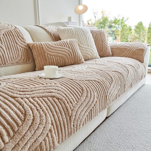 Thick plush sofa cover - sofa,
