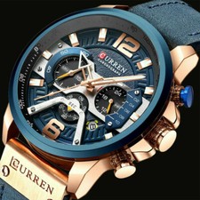 CURREN Military Mens Watches Watch Chronograph Calendar Analog Quartz Waterproof