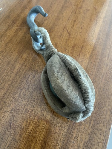 Antique oak block pulley small - pulley,