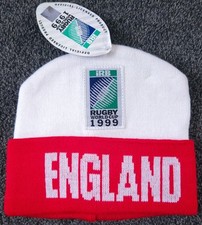 England RFU RWC 1999 Rugby World Cup Official Beanie Hat Cap / White / NEW BNWT