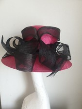 DEBENHAM FORMAL SIMAMAY  WEDDING HAT PINK &  BLACK  CHURCH RACES ONE SIZE 