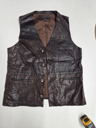 Vintage leather waistcoat - , 38"