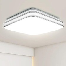 24W LED Square Ceiling Light, 2160lm Double Silver Edge Flush Bath Ceiling Light