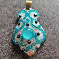 Signed Raymonde Boujonnie Limoges Enamel Glass Pendant - Vintage French