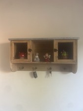 Entryway Kitchen Display Cupboard For Wall Vintage Hutch Style With Key Hooks