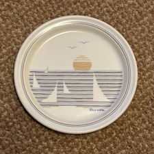 Figgjo Regatta Norway Retro Vintage Nautical Dessert Plates x 4 RARE Small