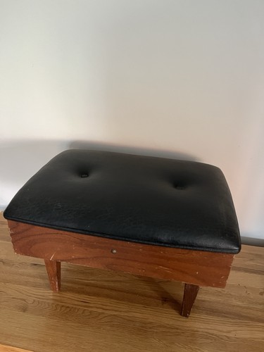 Vintage teak storage footstool - teak,