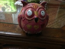 Pomme Pidou  Owl Money Box  Pink Ceramic  Piggy Bank  Collectable Novelty