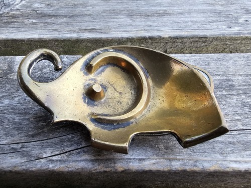 Brass elephant trinket ring - trinket,