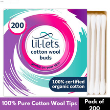 Lil-Lets Cotton Wool Buds, Certified Organic, 100% Pure Cotton Wool Tips