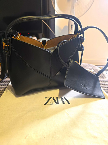 Zara black leather bag - zara,