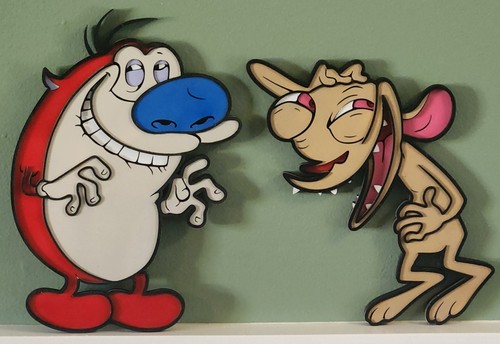 Ren stimpy layered wood wall - stimpy,
