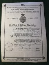 1897 Orange Lodge Certificate, Banbridge, LOL 20, Bro Robert Bell.