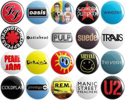 90s bands button pin - 90s,