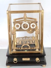 CONGREVE ROLLING BALL NOVELTY SKELETON CLOCK fusee movement BRASS DISPLAY CASE