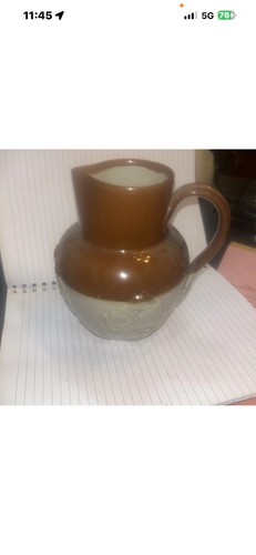 Antique stoneware embossed jug - antique,