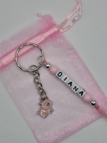 Personalised pig keyring - ,