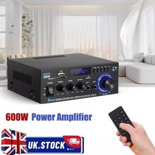 600W Bluetooth Stereo Amplifier Amp HIFI Audio Radio 2CH USB AUX FM Car Home UK
