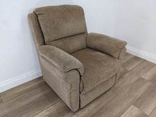 ARM CHAIR Coffee Brown Patterned Fabric Padded Arms Sewn Cushions Comfort