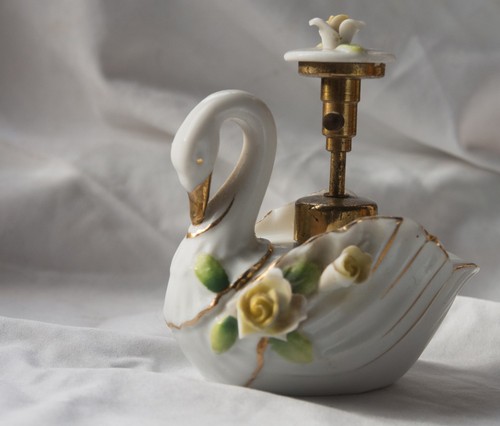 Vintage porcelain floral swan - vintage,