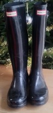 Ladies Black Gloss Hunter Field Huntress Womens Wellington Boots UK 5