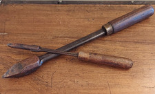 Antique Soldering Welding Iron Copper Head w/ Wooden Handles Lot of 2 Stamped