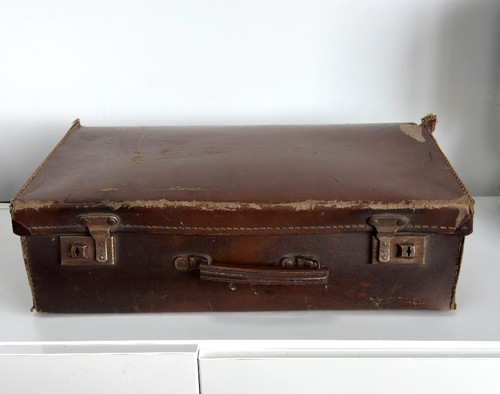 Vintage leather suitcase - suitcase, brown
