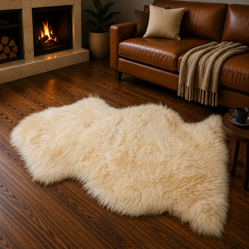 Genuine ivory sheepskin rug - ivory,