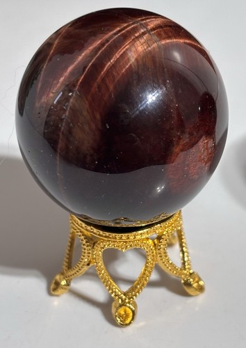 Red tigers eye sphere - sphere, natural