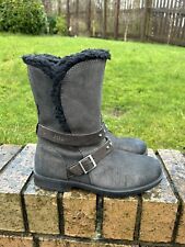 Ecco Girls Goretex Shiny Fleece Lined Boots UK5 EU38 Leather Discolouration