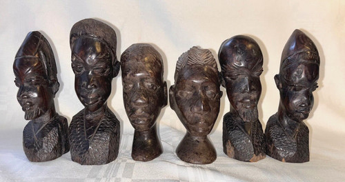 Vintage wooden african heads - vintage,