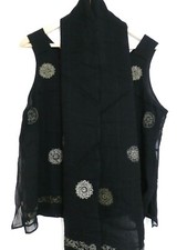 Designer NITYA Black/Gold Cream Stitched Floaty Layered Top & Matching Scarf 20