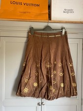 SOUTH Brown Corduroy Skirt Size 12 Baby Cord Gold Sequin Parachute Puffball
