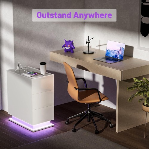 Narrow led bedside table - narrow, w/3
